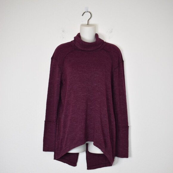 We The Free Mock Neck Top Sz S Slit Back Relaxed Fit Baselayer Boho Langelook - Picture 2 of 16